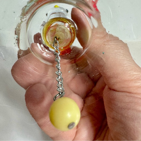 Art Glass Bell with Blown Glass Bird Finial. Approx. 3.5”H - Picture 8 of 10